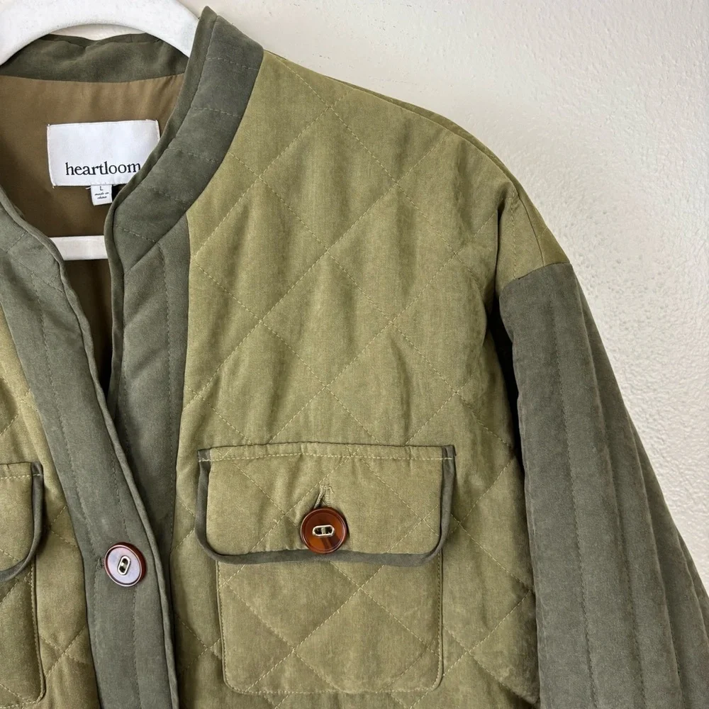 Heartloom Quilted Military Jacket In Green Khaki Women’s Size Large